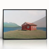 Large abstract wall art featuring geometric shapes in black and white, framed in acrylic.