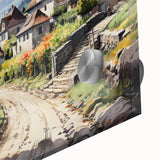 Mid-century modernist abstract art on acrylic glass, featuring geometric shapes in earth tones, ideal for dining room decor.