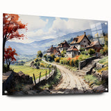 Large abstract wall art on acrylic, featuring a blend of muted grays and blues, suitable for bedroom or dining room decor.