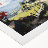 Art deco poster featuring geometric patterns and metallic colors on a rolled canvas, suitable for dining room walls.