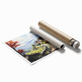 Extra large rolled print featuring a floral design in muted pastel shades, ideal for classy bathroom wall art.