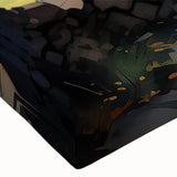 Black and white landscape art painting of houses on stretched canvas, ideal for bedroom wall art.