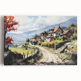 Black and white photo of diverse architectural house designs on large stretched canvas, suitable for kitchen wall art.