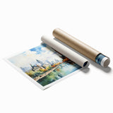 Extra large rolled print of a minimalist floral design in muted tones, ideal for classy bathroom wall art.