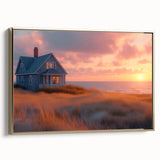 Framed canvas featuring a vintage poster art landscape with black and gold color palette, ideal for bedroom wall decor.