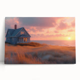 Black and white photo of varied architectural house designs on a large stretched canvas, ideal for kitchen wall art.