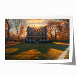 Extra large rolled print of a floral and architectural design in muted earth tones, ideal for art wall dining room.