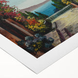 Art deco poster featuring geometric patterns and muted gold and teal colors on rolled canvas, suitable for dining room walls.