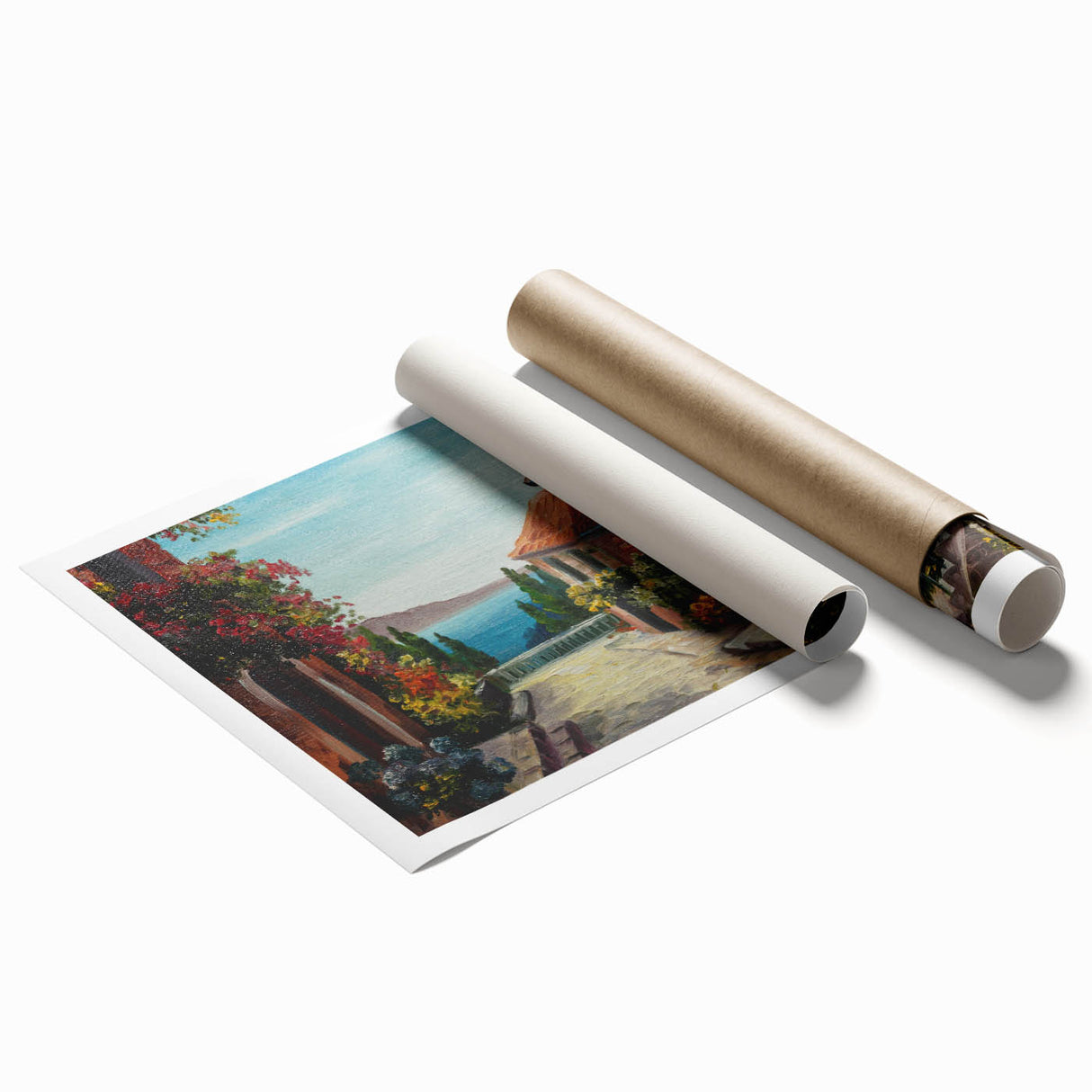 Extra large rolled print of minimalist floral art in muted tones, ideal for classy bathroom wall art.
