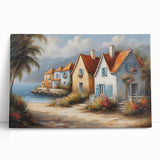 Black and white photo of varied architectural designs on large stretched canvas, suitable for kitchen wall art.