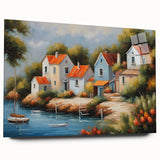 Large abstract wall art on acrylic glass depicting geometric shapes in neutral tones.