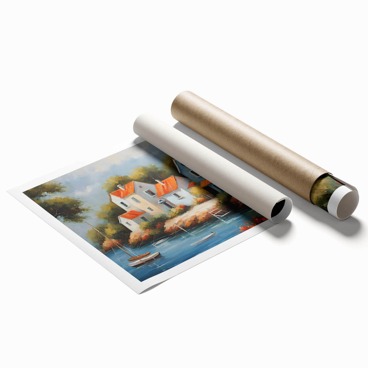 Extra large rolled print featuring a floral design in pastel shades, ideal for classy bathroom or large living room wall art.