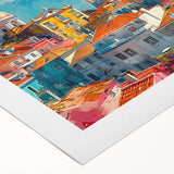 Art Deco poster featuring symmetrical architectural designs in monochrome, printed on rolled canvas.