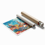 Extra large rolled print featuring a floral design in soft pastel shades, ideal for classy bathroom wall art.