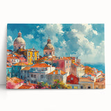 Black and white photo of contemporary architecture on large stretched canvas, suitable for kitchen wall art.