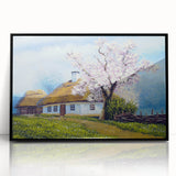 Large abstract wall art featuring mid-century modernist design in black and white tones, acrylic print framed in black.