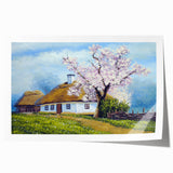 Extra large rolled print of a floral art design featuring vibrant colors on a white background.