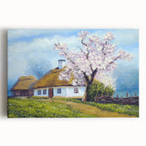 Black and white stretched canvas featuring a collection of minimalist house designs, ideal for kitchen wall art.