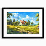 Extra large abstract art print featuring vibrant, textured colors on a black framed canvas, ideal for living room decor.