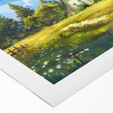 Art deco poster featuring geometric shapes and metallic colors on a rolled canvas, suitable for dining room walls.