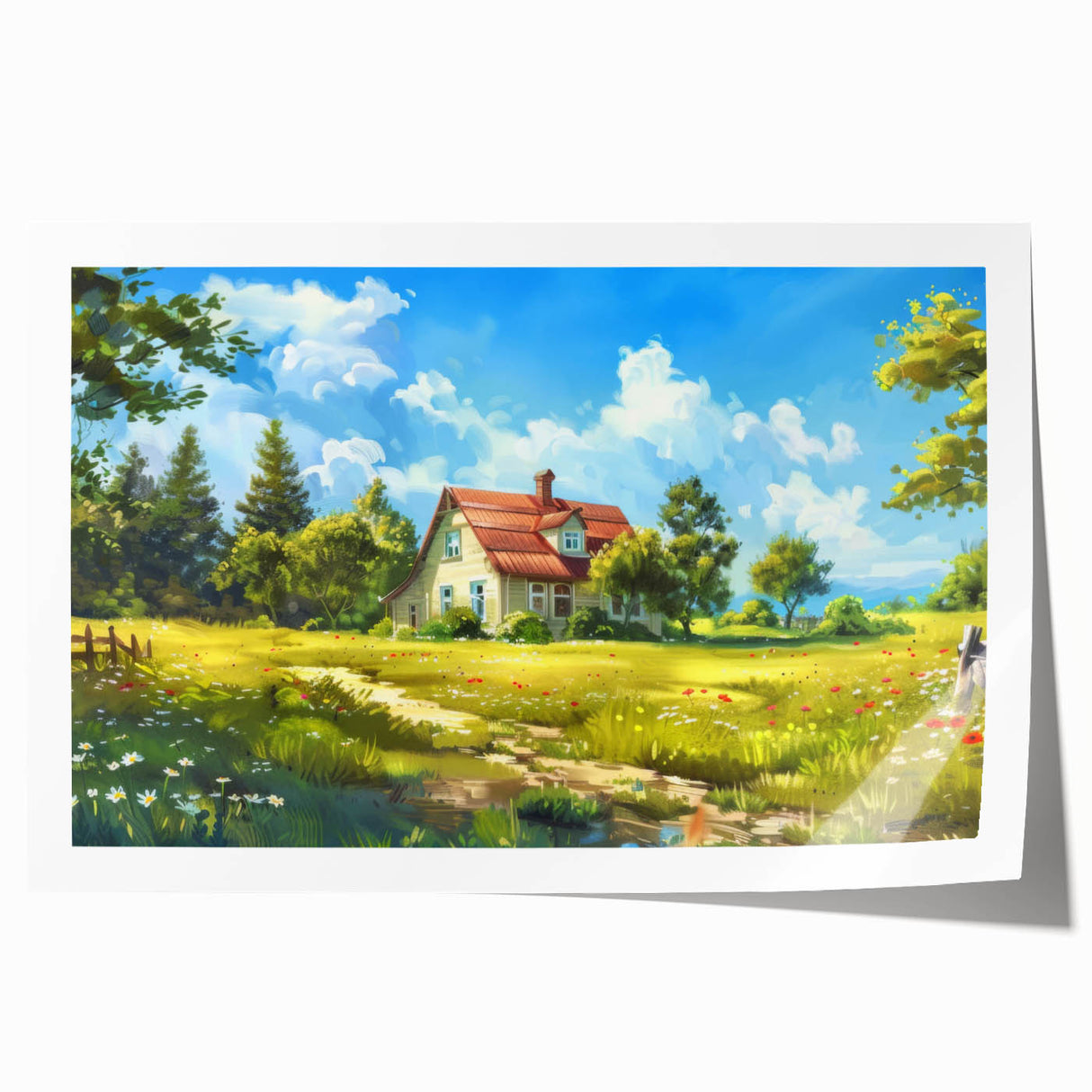 Rolled print of a floral art design with soft pastels, ideal for art wall dining room or classy bathroom decor.