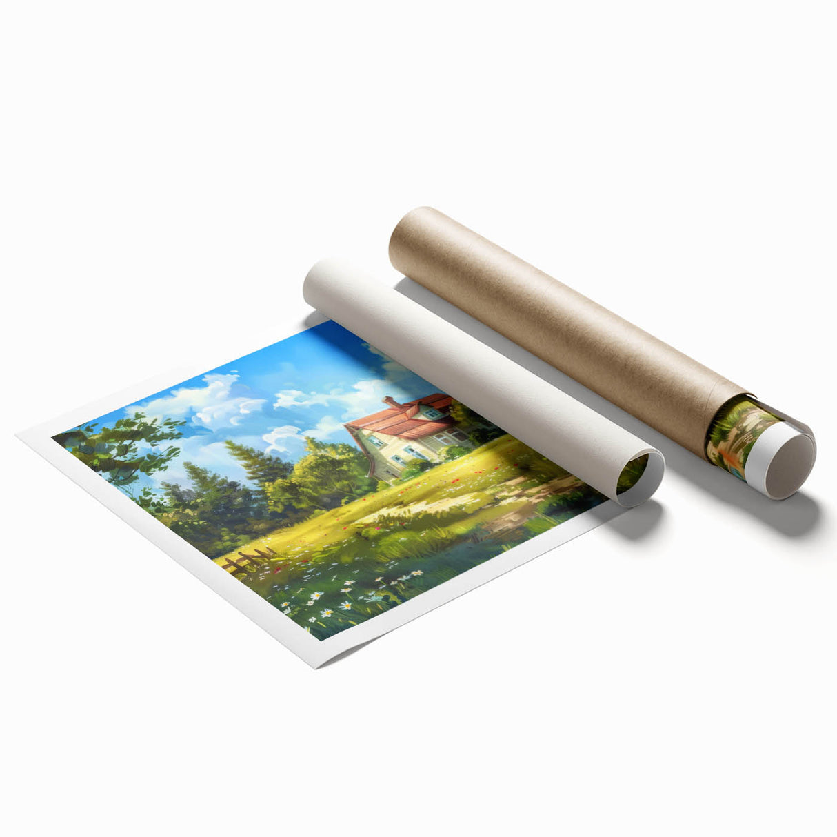 Extra large rolled print featuring a floral design in pastel shades, suitable for classy bathroom wall art.