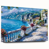 Large abstract wall art on acrylic glass featuring a blend of geometric shapes in neutral tones.