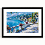 Extra large abstract art print featuring colorful, textured design on a black framed canvas, ideal for living room decor.