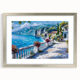 Textured abstract art print featuring a blend of muted gray and cream tones, displayed in a silver frame with mat.