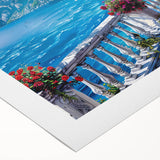 Art Deco poster featuring geometric patterns and metallic gold and black tones on a rolled canvas.