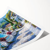 Extra large wall art featuring line art flowers in black and white on a rolled print, suitable for large living room decor.