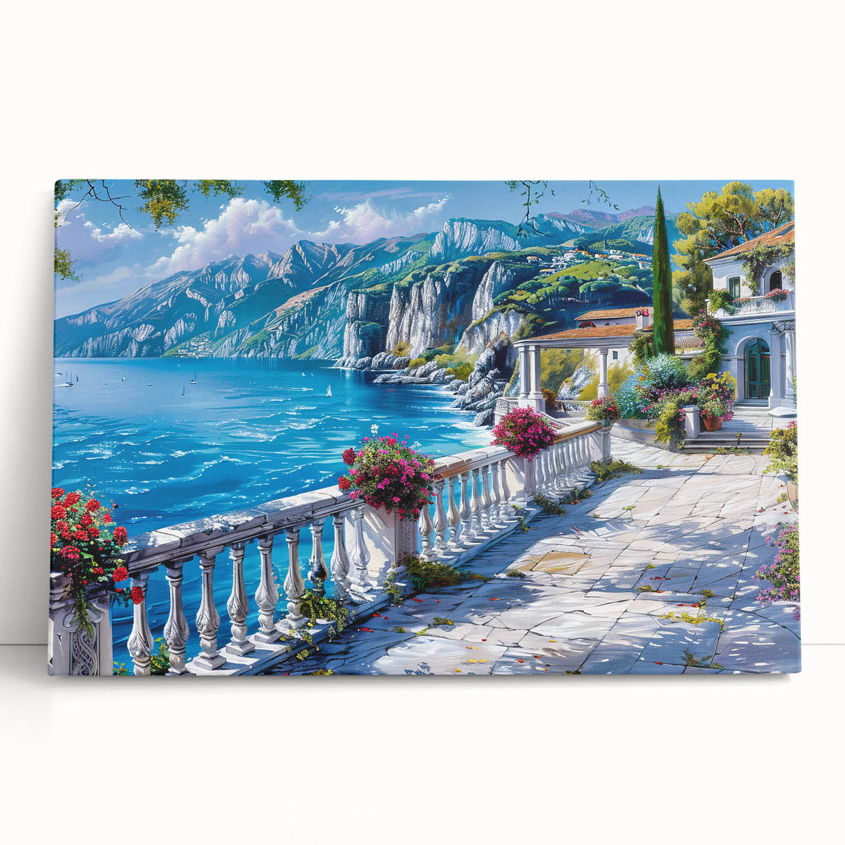 Black and white photo of various architectural houses on large stretched canvas, suitable for kitchen wall art.