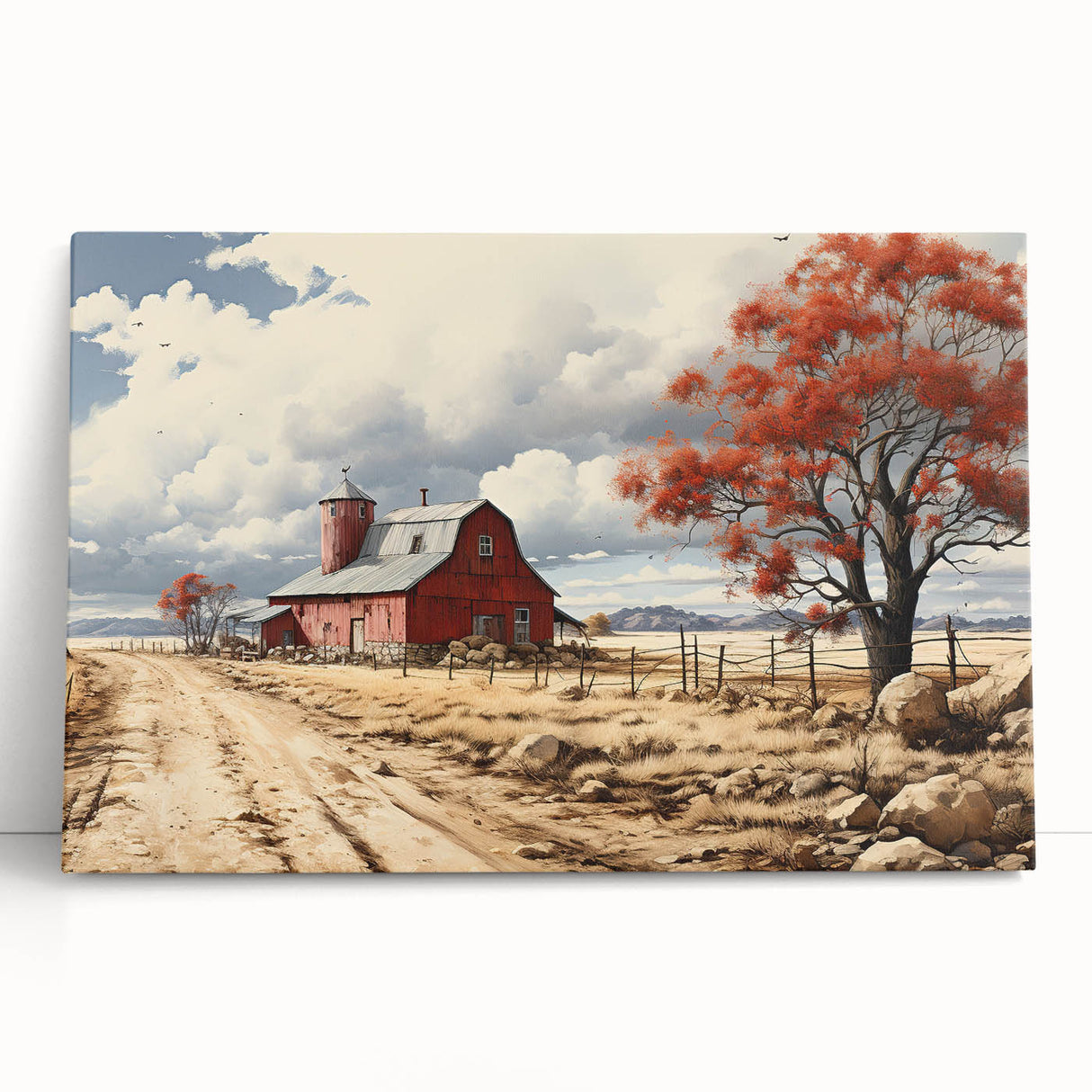 Black and white stretched canvas of minimalist architectural houses, ideal for kitchen wall art.