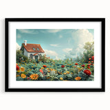 Extra large abstract art print featuring colorful, textured design on a black framed canvas, ideal for living room decor.
