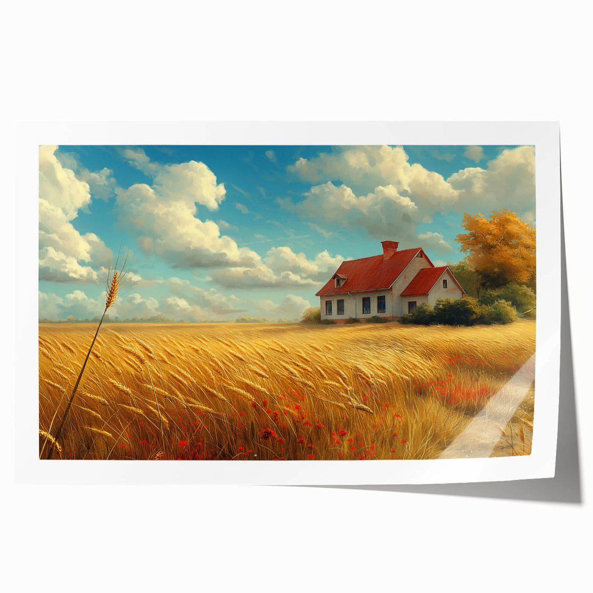 Extra large rolled print of a floral art design featuring soft pastel shades, ideal for dining room wall decor.