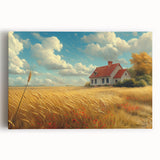 Black and white architectural sketch of houses on stretched canvas, ideal for kitchen wall art.