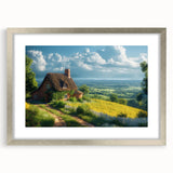 Textured abstract art print with neutral and gray tones on a silver-framed mat, ideal for bedroom art.