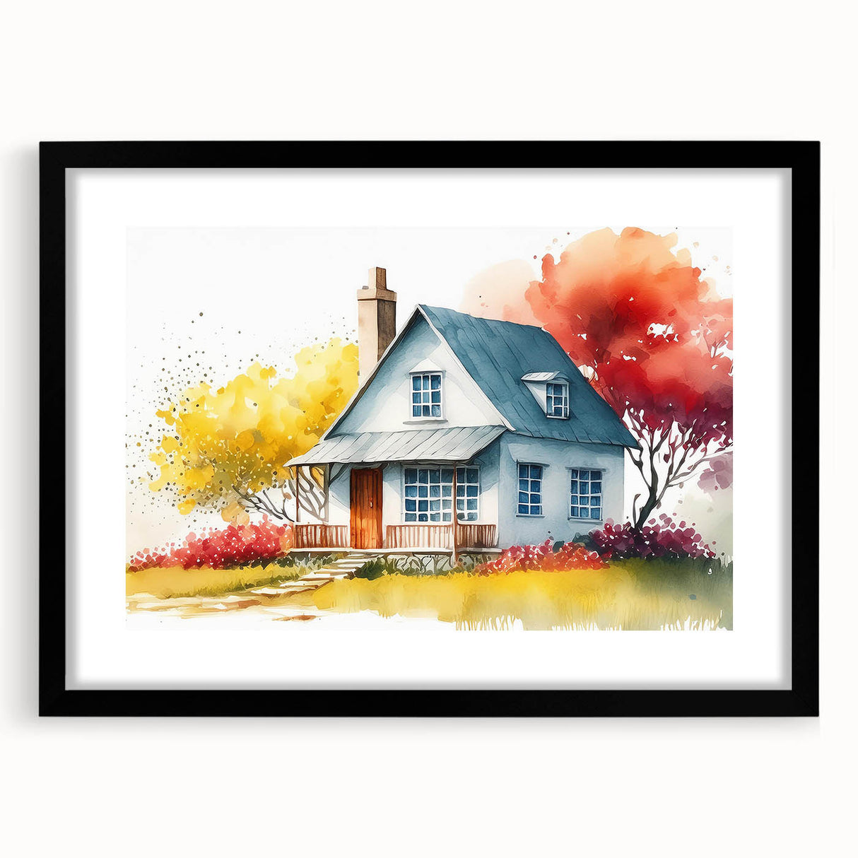 Abstract art print featuring textured, colorful art with vibrant hues on a large canvas, ideal for living room decor.