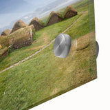 Large abstract wall art featuring mid-century modernist design on acrylic glass, ideal for dining room ambiance.