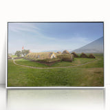 Art deco poster featuring geometric patterns in muted gray and blue tones, acrylic print, ideal for modern nursery wall art.