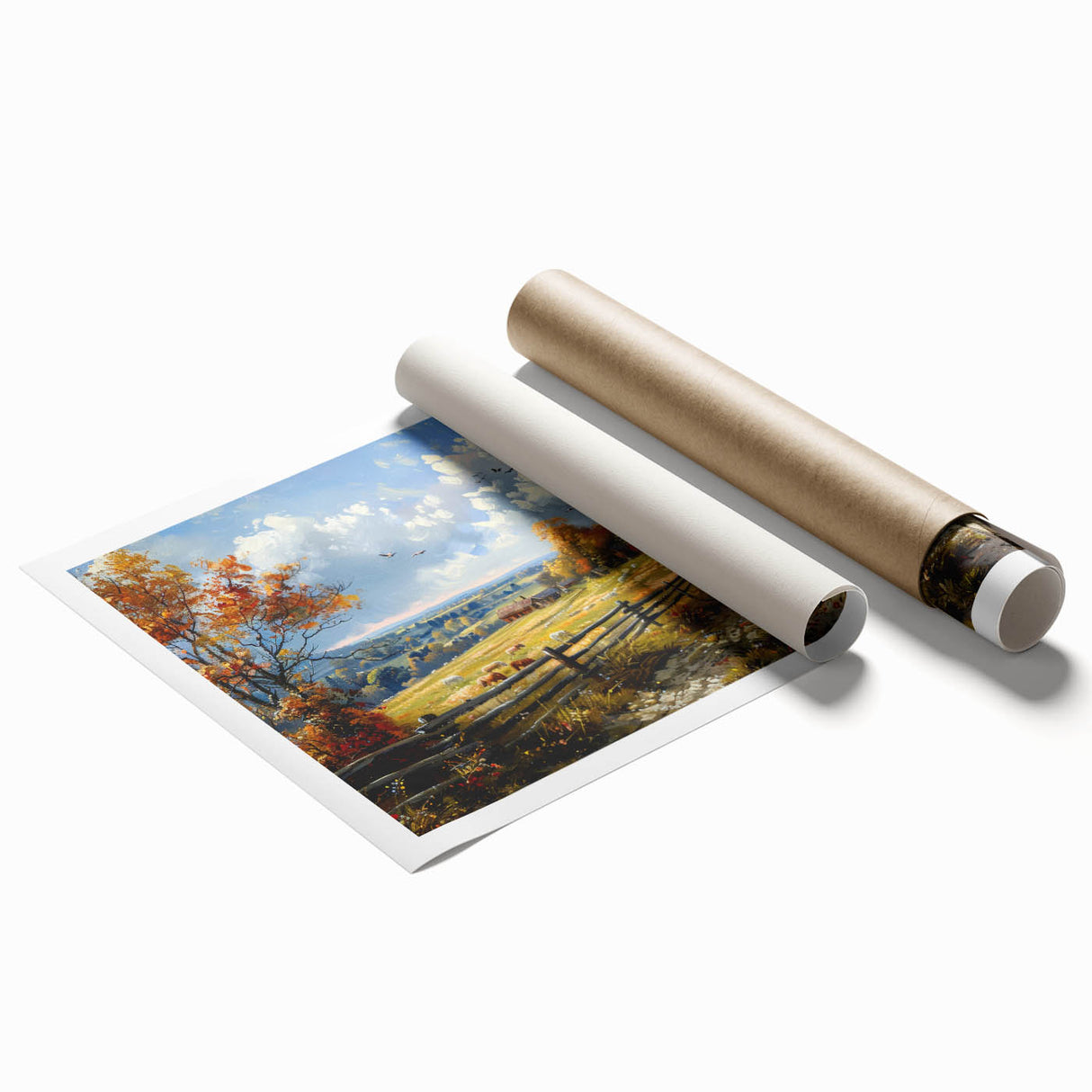 Extra large rolled print featuring a floral design in soft pastel shades.