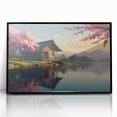 Large abstract wall art featuring geometric shapes in earth tones, framed in black acrylic.