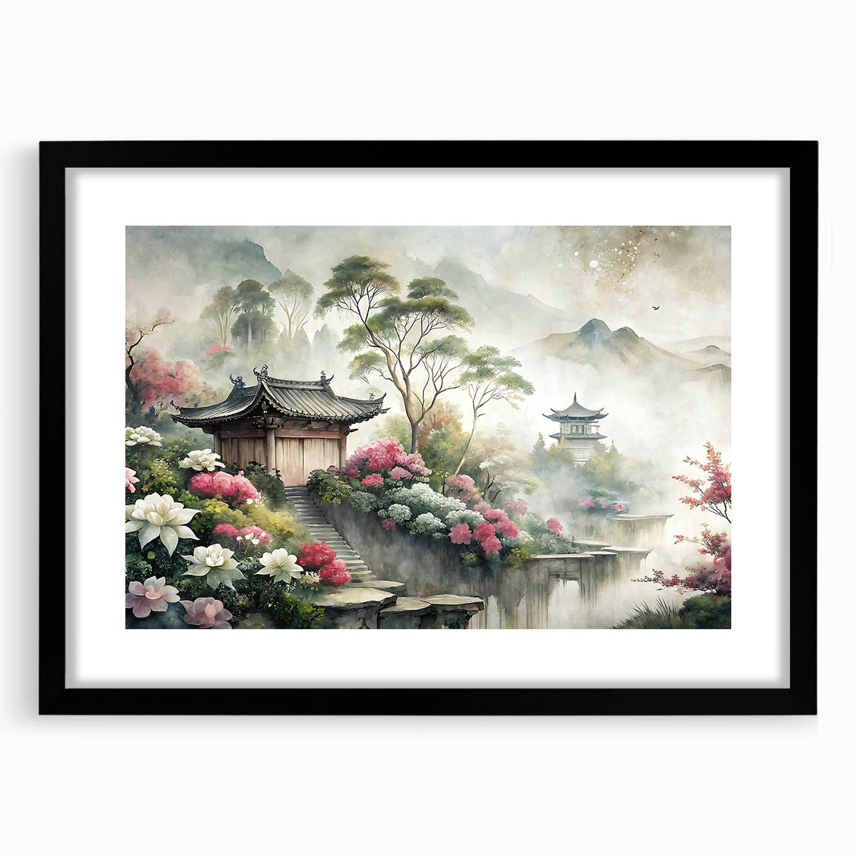 Extra large abstract art print featuring a colorful, textured design of houses on canvas, ideal for living room decor.