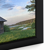 Extra large framed canvas featuring textured, colorful abstract art with dominant black tones.