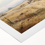 Art deco poster featuring geometric patterns and metallic colors on a rolled canvas, ideal for dining room decor.