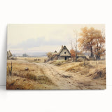 Black and white photo of diverse architectural house designs on a large stretched canvas, ideal for kitchen wall art.