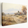 Modern architecture and houses design on large stretched canvas, in muted gray and blue tones, ideal for kitchen wall art.