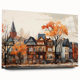 Large abstract wall art on acrylic glass showcasing a mix of vibrant colors, ideal for modern dining room decor.