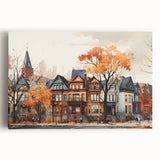 Black and white photo of various architectural house designs on large stretched canvas, suitable for kitchen wall art.