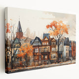 Large stretched canvas featuring a series of minimalist architecture designs in monochrome, ideal for kitchen wall art.